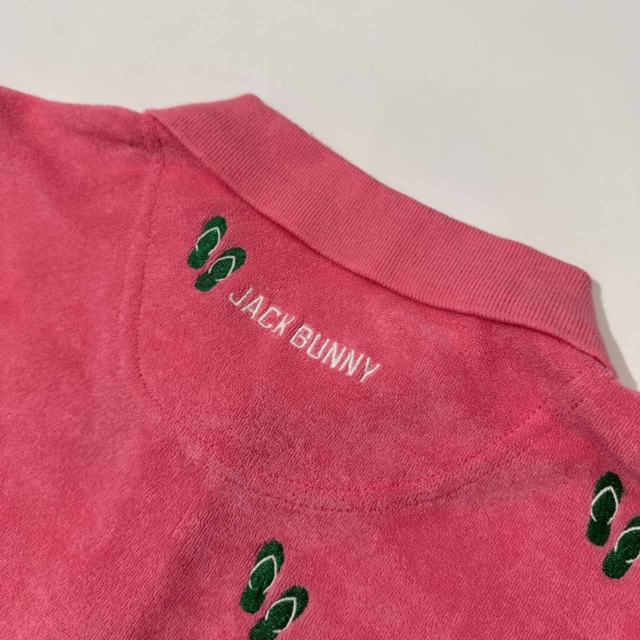 Jack Bunny!! ジャックバニー パーリーゲイツ ビーチサンダル総柄 パイル 半袖 ポロシャツ 2 /レディース/ピンク/ゴルフ