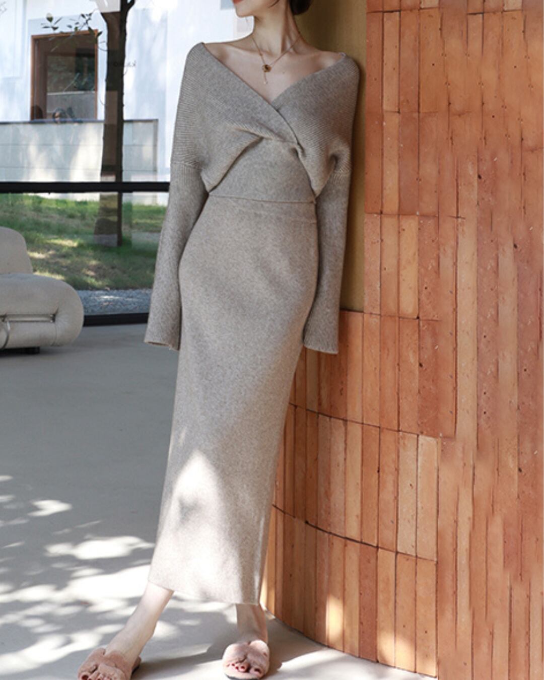 スリムニットロングスカート A24443