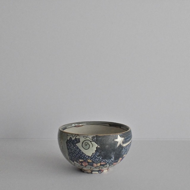 小孫哲太郎／線彫色絵流星丸湯呑（AC002）