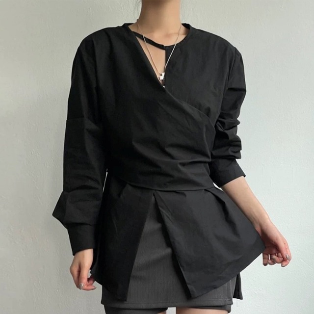 Asymmetric Wrap-style Shirt 01457