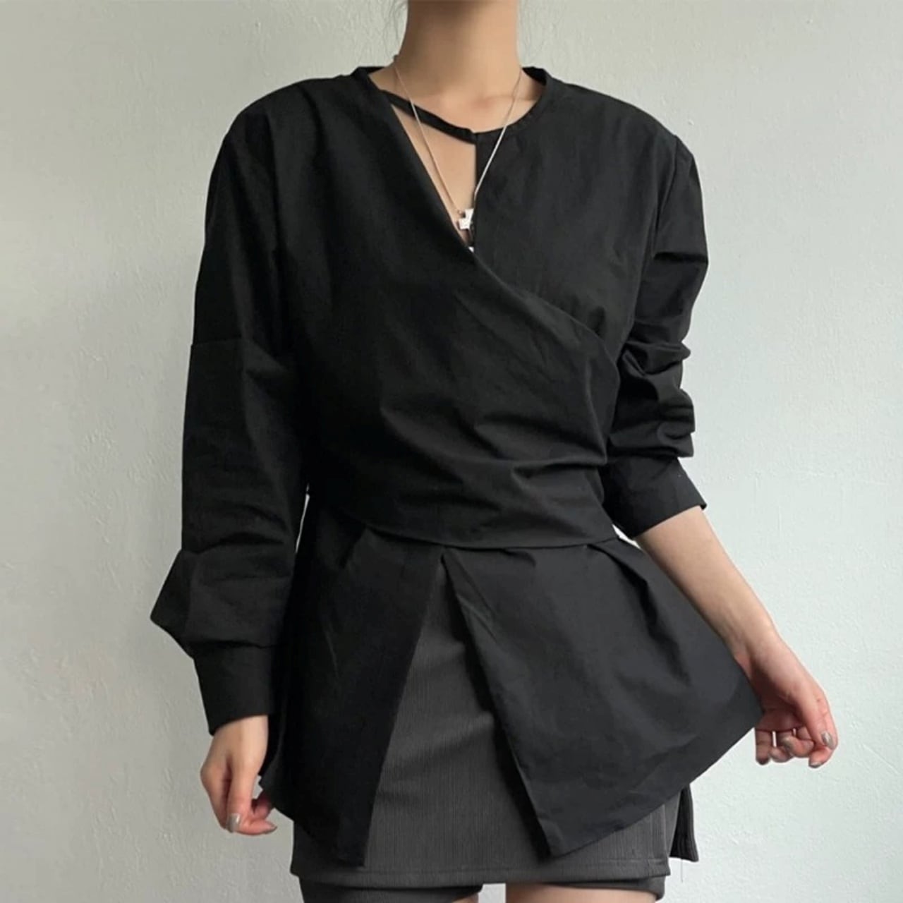 Asymmetric Wrap-style Shirt 01457