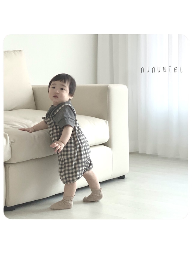 《予約》送料無料【nunubiel】bebe) checkerboard romper