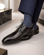 【8CM UP シークレットシューズ 】◆ 品番:A8dd9 “MINIMAL LEATHER SHOES / BLACK – 最大8cmアップ、見えない自信を纏う”