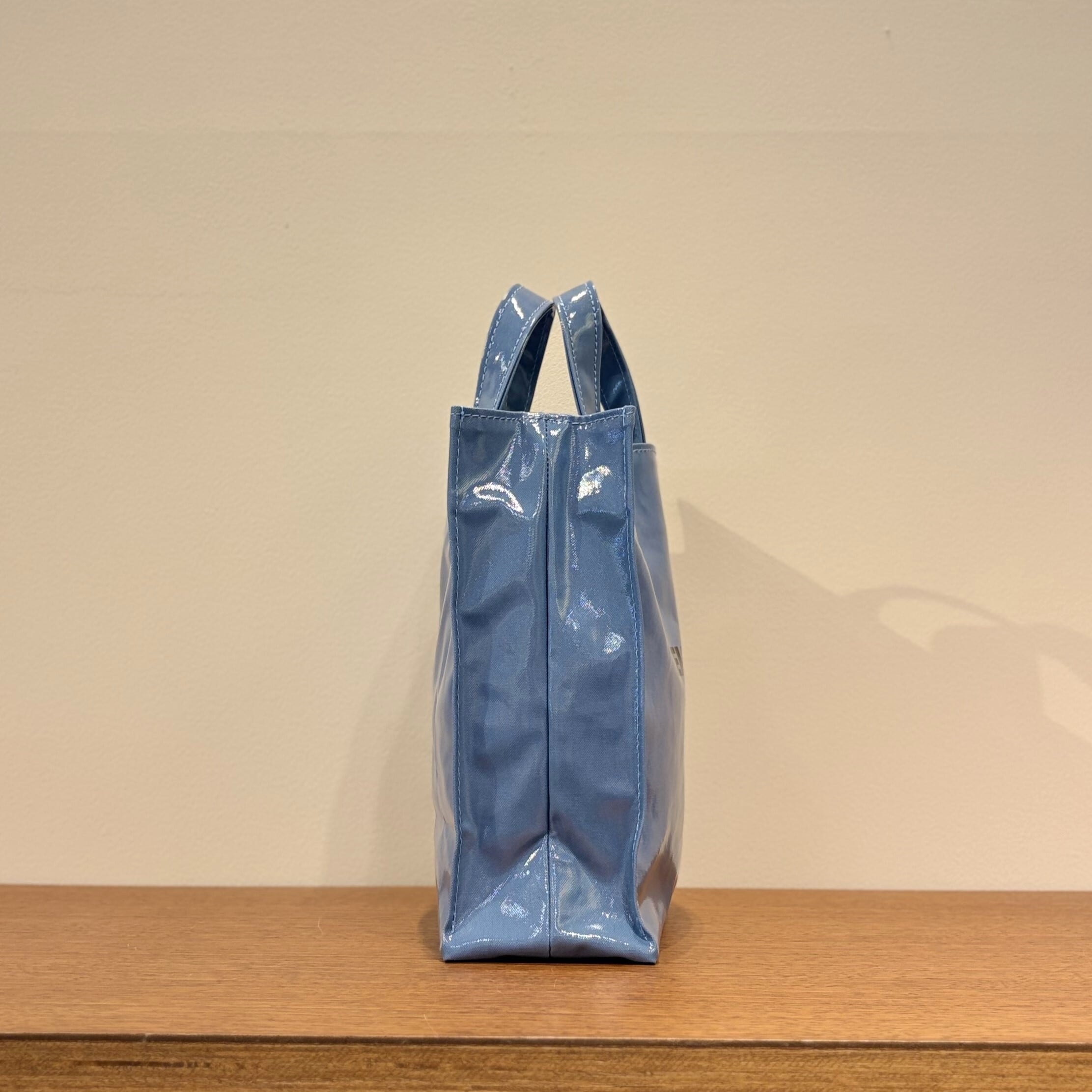 TEMBEAトートバッグ PAPER TOTE 水色 テンベア　PVC TEMBEA│PAPER TOTE SMALL | LT-OLIVE / CELESTE-BLUE / CHECK LT-BLUE