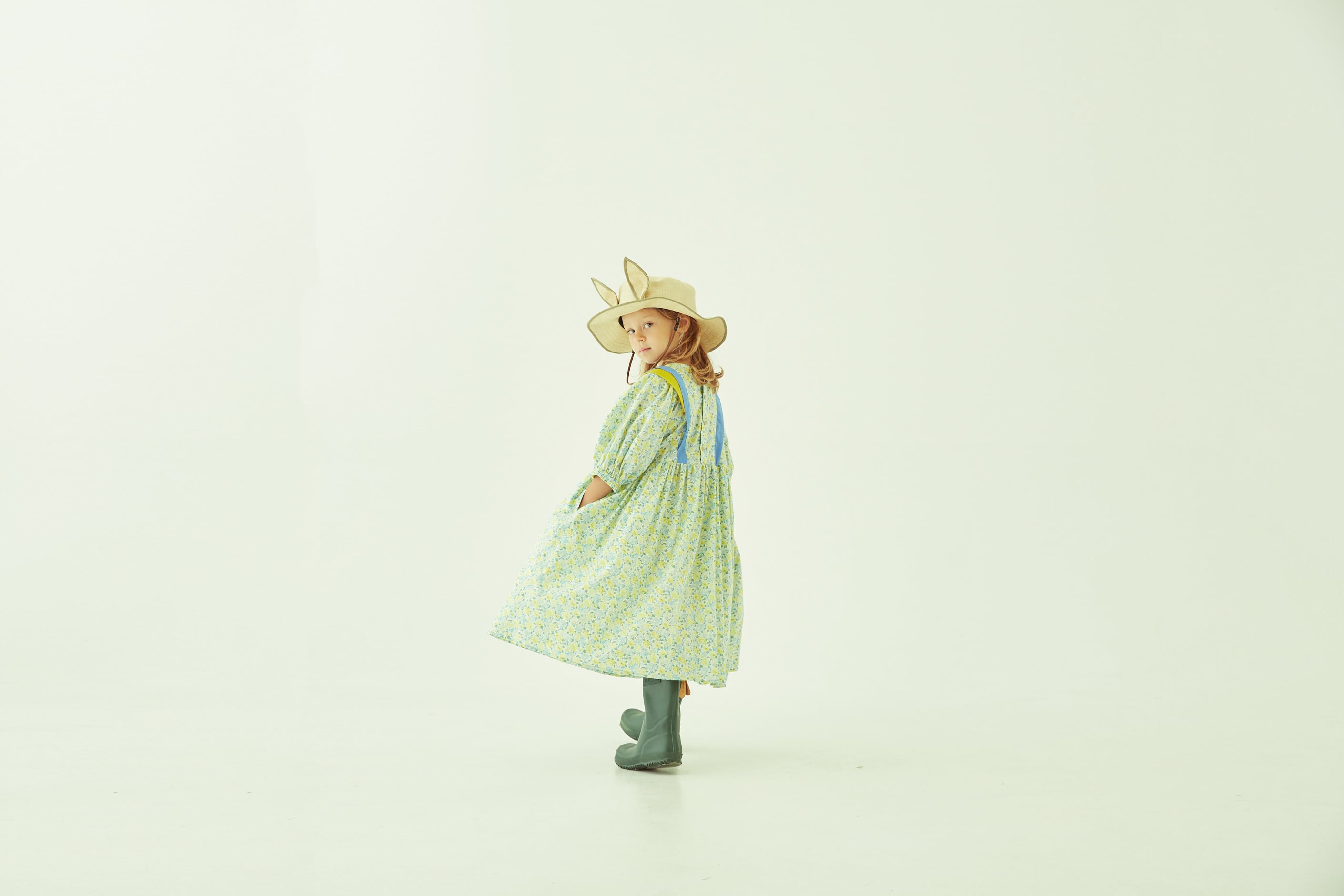 23SS】eLfinFolk(エルフィンフォルク)Retro flower dress lemon yellow