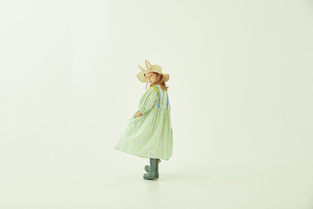 【23SS】eLfinFolk(エルフィンフォルク)Retro flower dress lemon yellow（110/120/130)　ワンピース