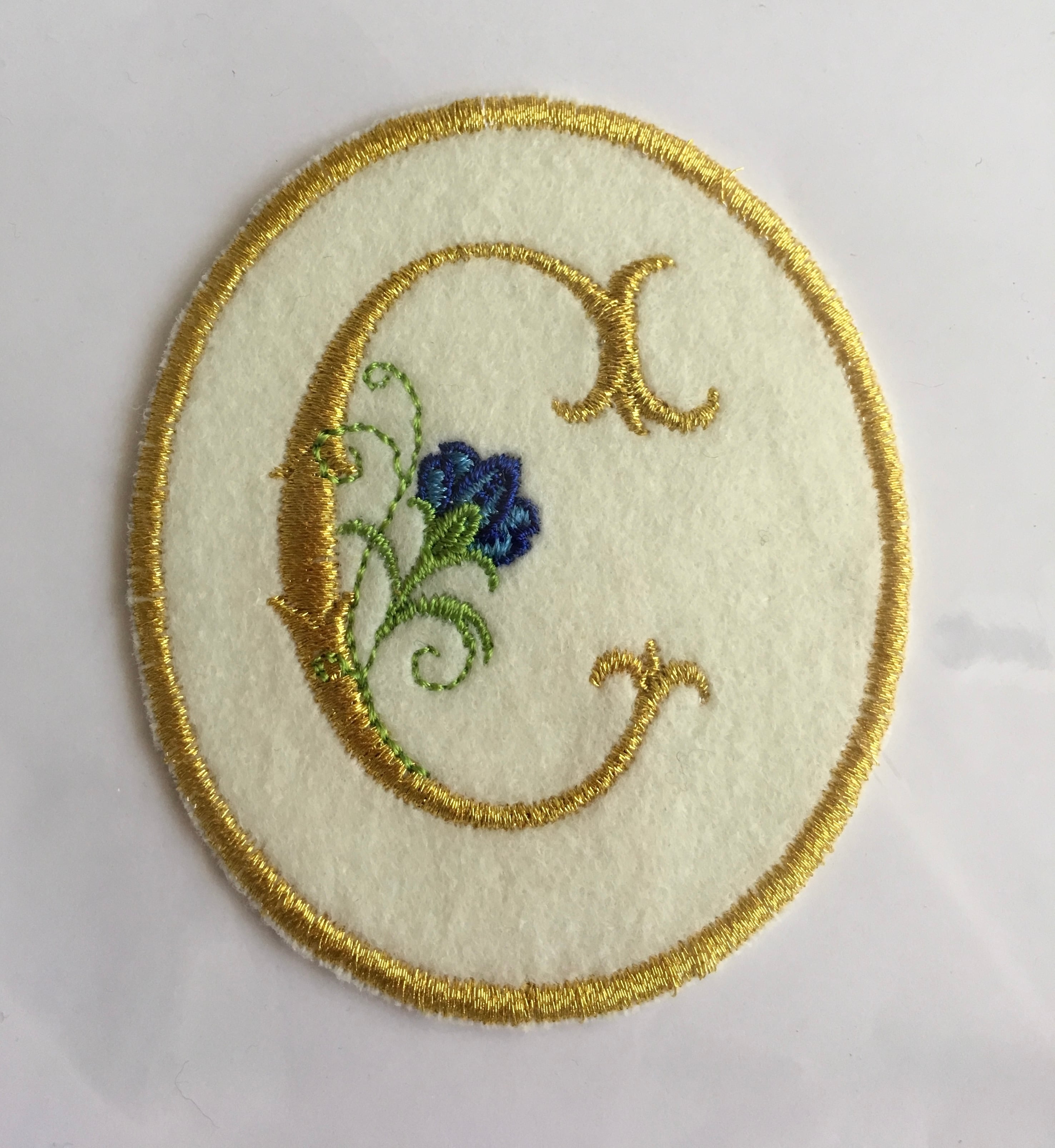 アンティークリネン&オーガンジー 刺繍アップリケ スカラップ アンティークリネン&オーガンジー 刺繍アップリケ スカラップ
