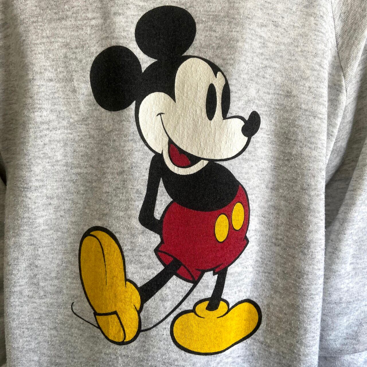 Disney 80s USA製  ミッキー 袖ライン ラグランスウェット XL