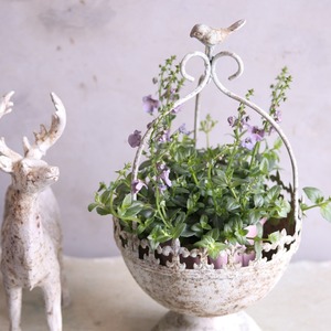 mondimanche 植木鉢　オワゾーカップポットSW  UF665｜シャビーシック　１ぽっとを植えてカワイイ　脚付き　２０cmで飾りやすいサイズ感