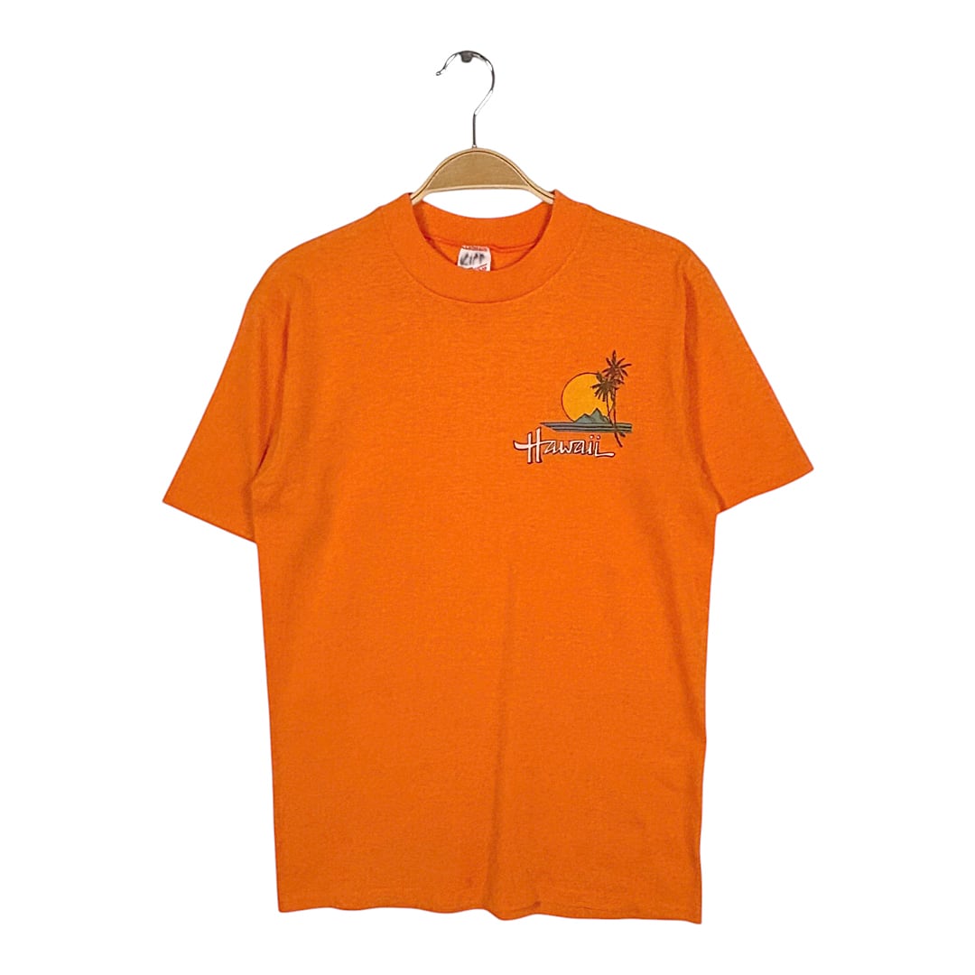 80s ハワイ HAWAII USA製 ヴィンテージ Tシャツ オレンジ シングルステッチ サイズM パームツリー BZ0635