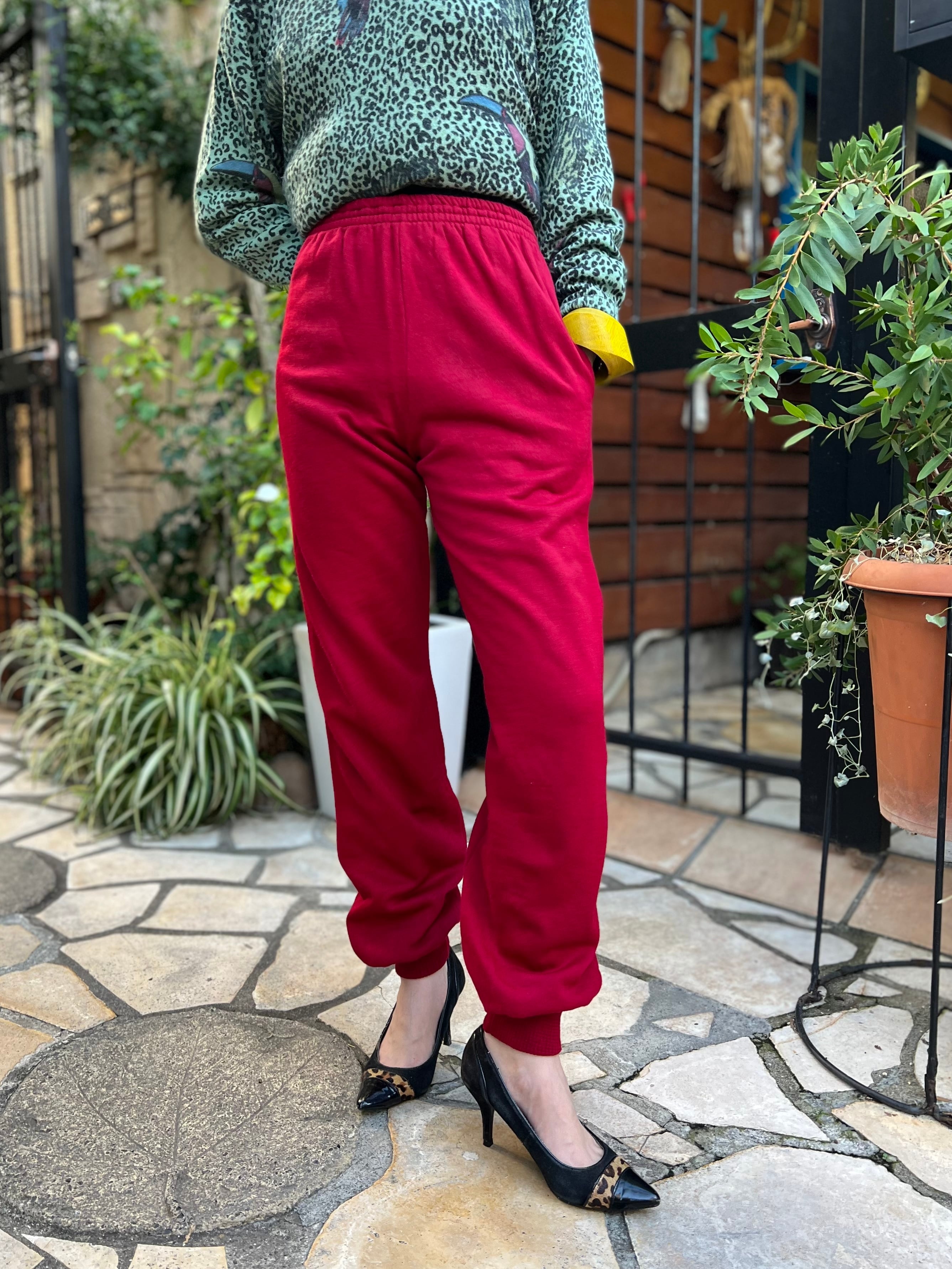 Vintage adidas dark red simple sweat pants ( ヴィンテージ  アディダス ダークレッド シンプル パンツ )
