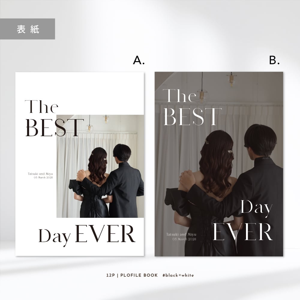 （モノクロ）プロフィールカード　プロフィールブック　メニュー表 インデックス型プロフィールブック｜“4cards＋1” [ pink beige