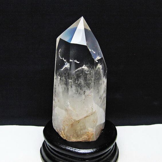 水晶 六角柱 水晶 ポイント 原石 置物 台座付属 一点物 152-4596