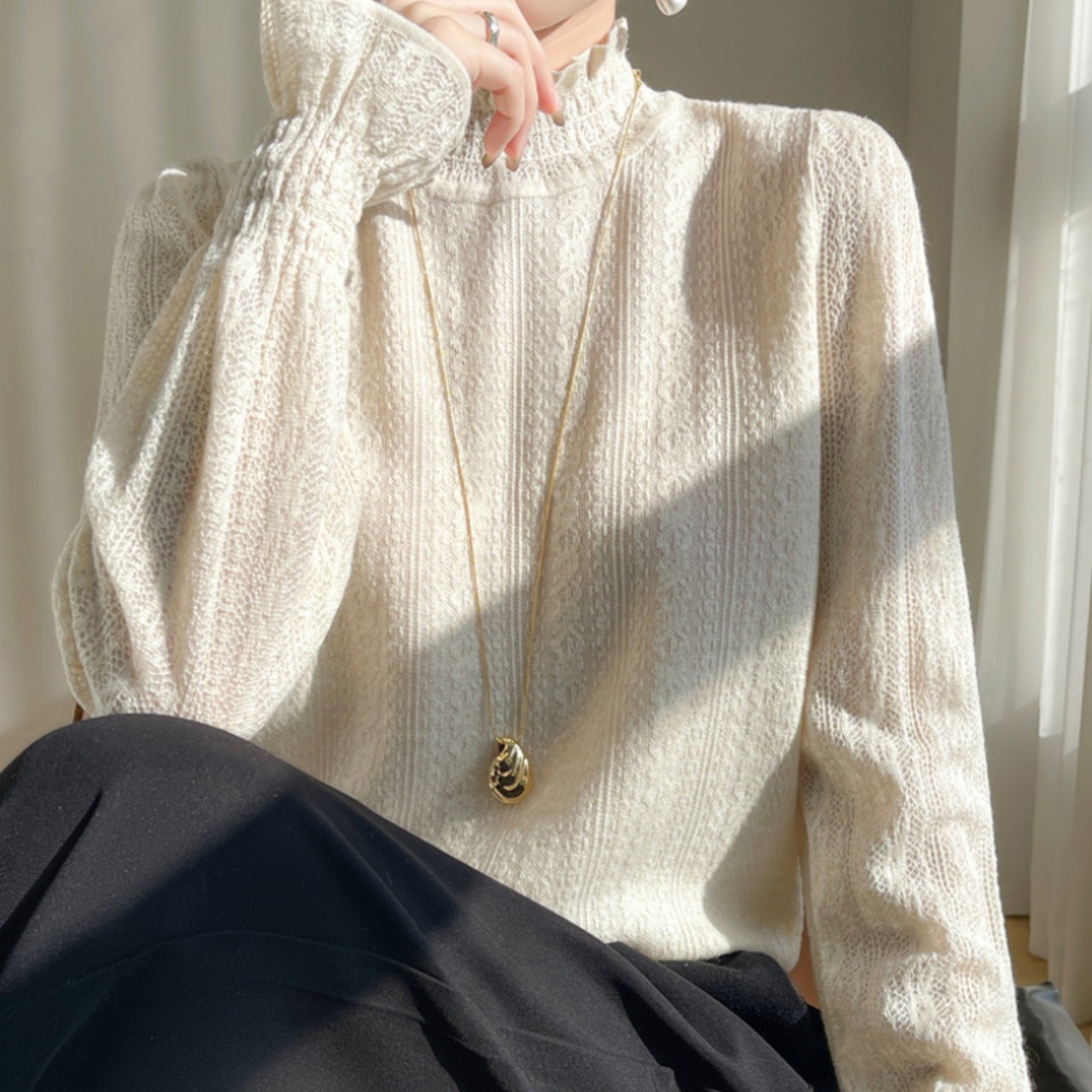 フリルハイネックボトミングニットトップ 5type W00950