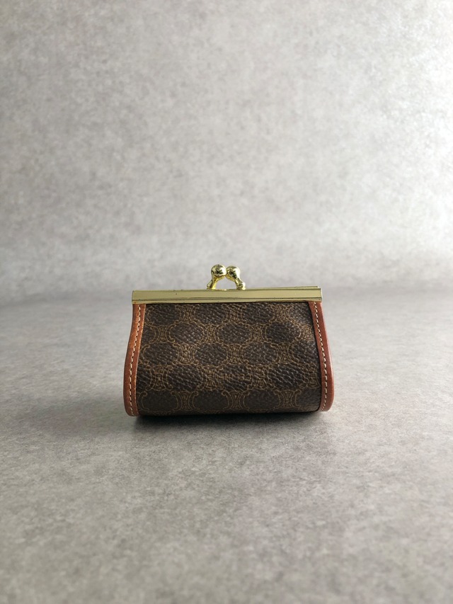 CELINE セリーヌ マカダム 財布 ブラウン ブラゾン型押し PVC がま口 コインケース vintage ヴィンテージ オールド m4dt4w