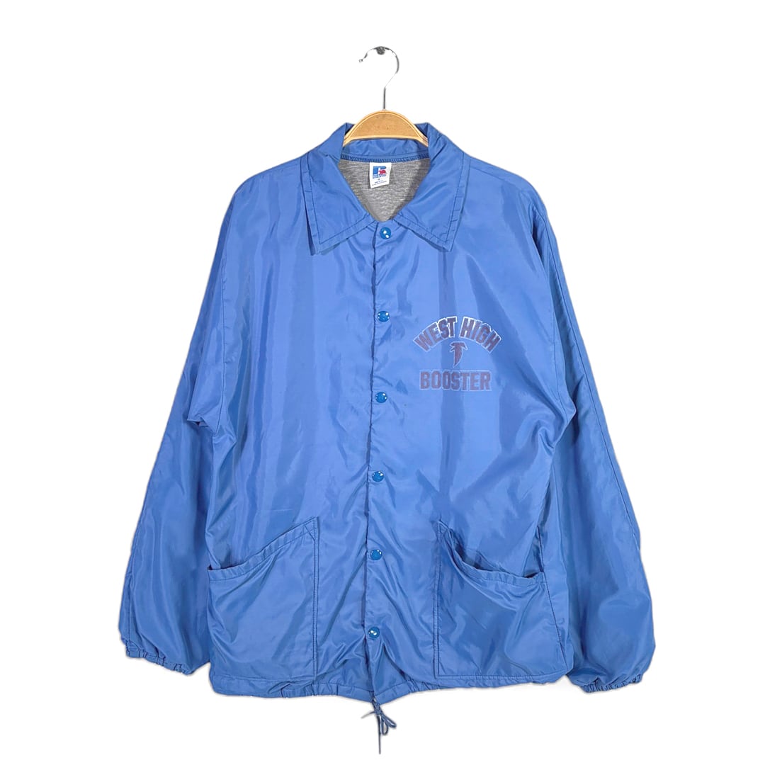 80s ラッセル USA製 ヴィンテージ コーチジャケット ブルー ナイロンジャケット RUSSELL サイズM 古着 DZ0809