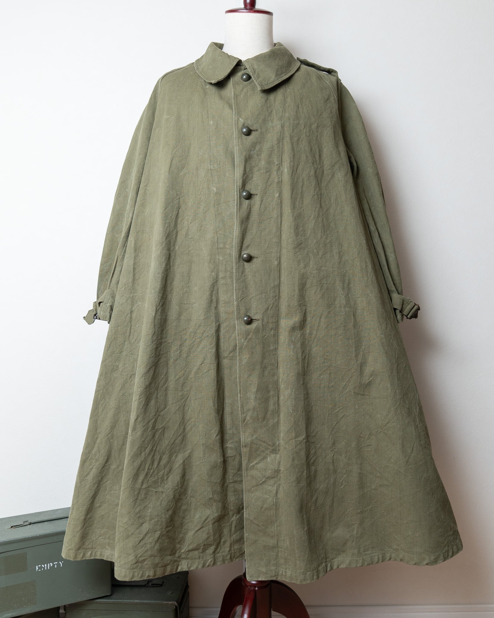 USED】40-50's French Army M-35 Motorcycle Coat Long Type 実物