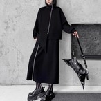 Zip-up sweatshirt + elastic waist skirt set (ME165)