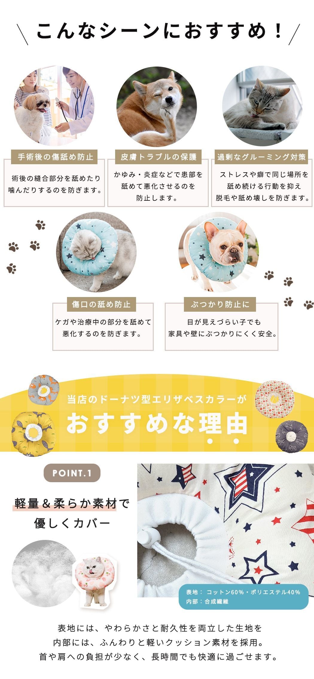 メール便】エリザベスカラー ペット用 犬 猫 ドーナツ型 介護