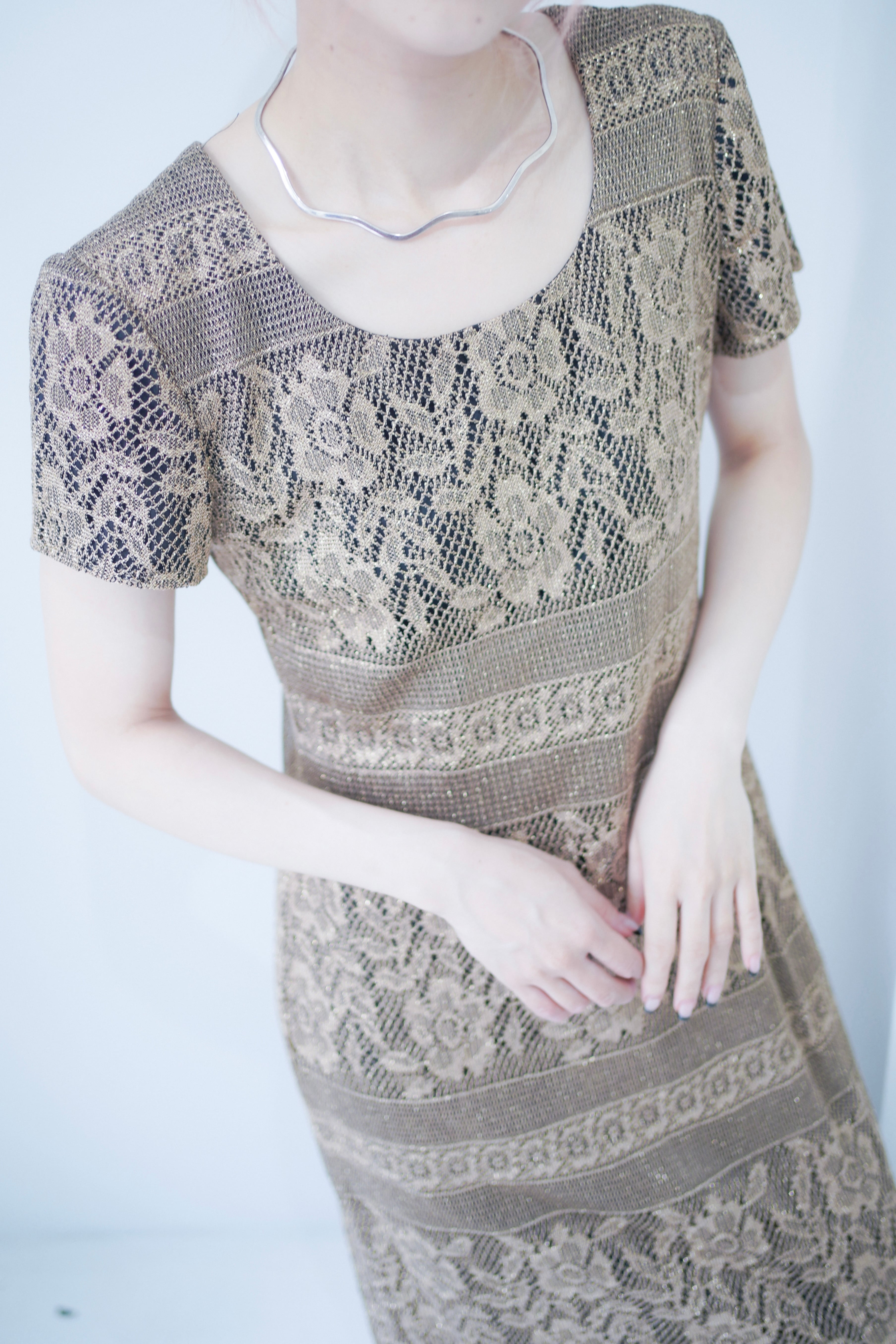 glitter flower lace dress