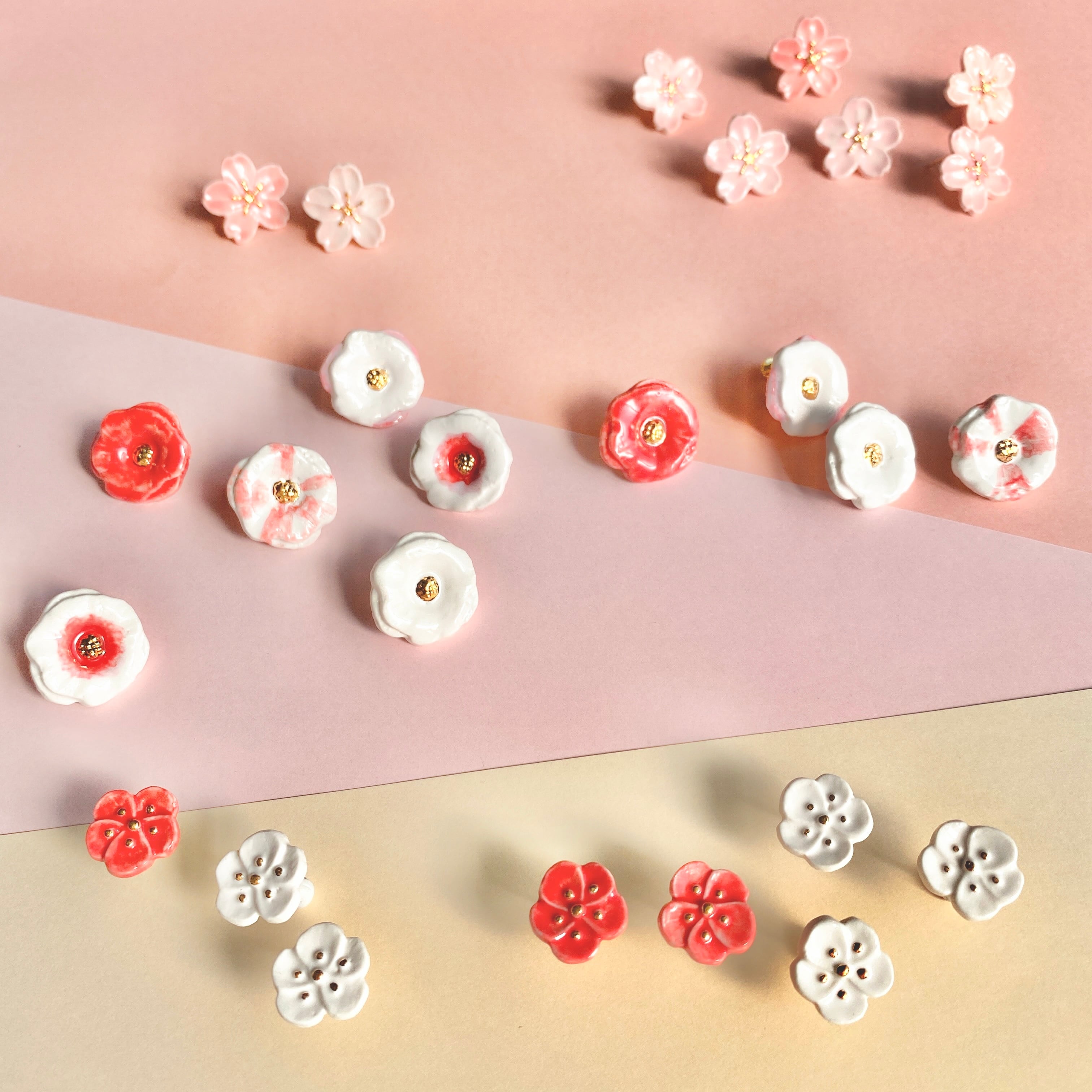 ネクタイピン 梅 / Ume ホワイト｜陶磁器 アクセサリー湘南 ギフト