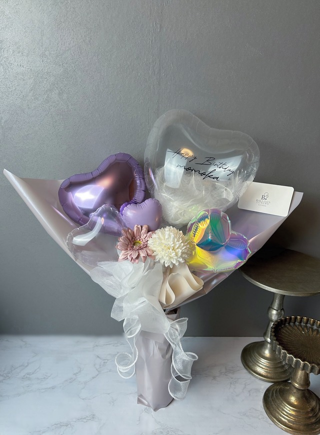 ハートフェザーブーケ【キャンディバイオレット】