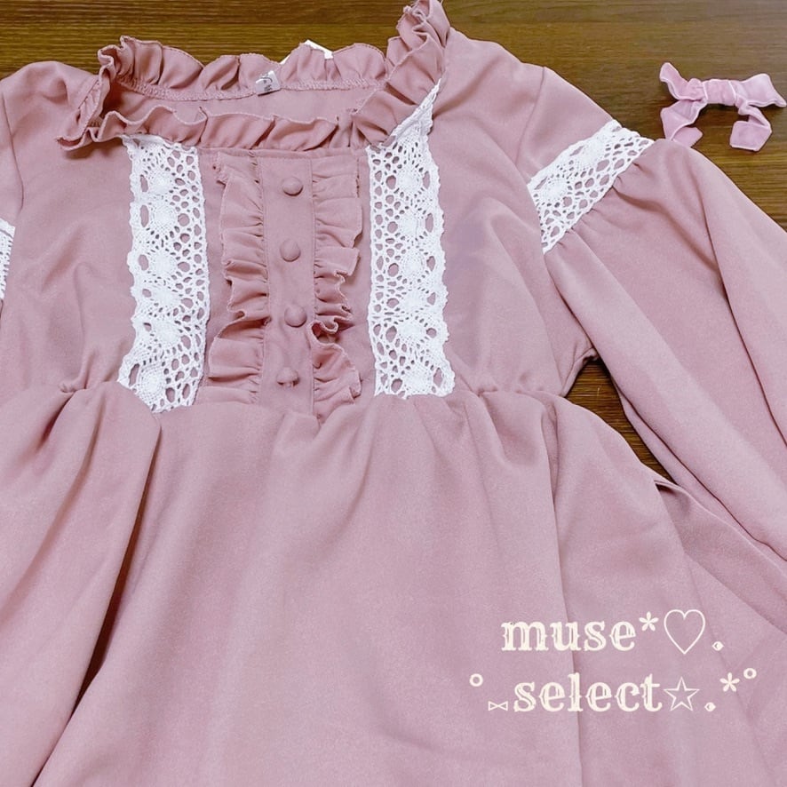 即納】ロリータドレスワンピース♥ピンクベージュ ゴスロリ ロリィタ