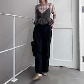 異素材ペプラムキャミビスチェ/チャコール