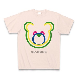 MR.HUGE DOUBLE LINE BEAR（ダブル　ライン　ベア）PRINTED Tシャツ　ライトピンク×グリーン