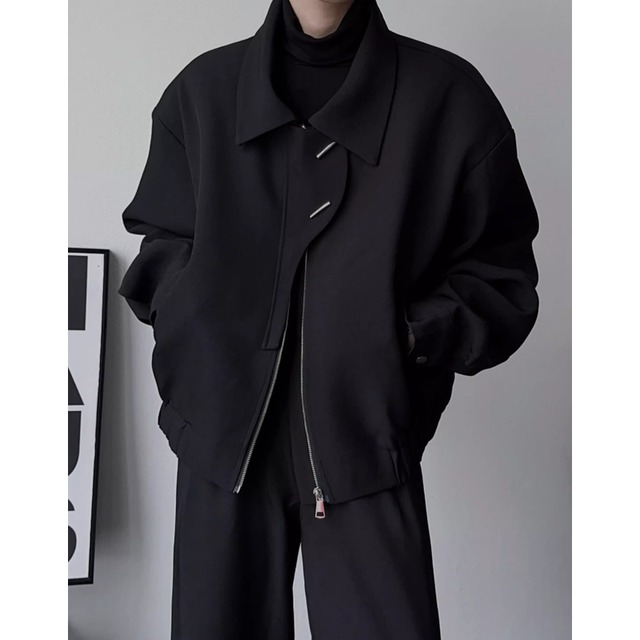 metal pin fastening stand collar oversized blouse mr0676