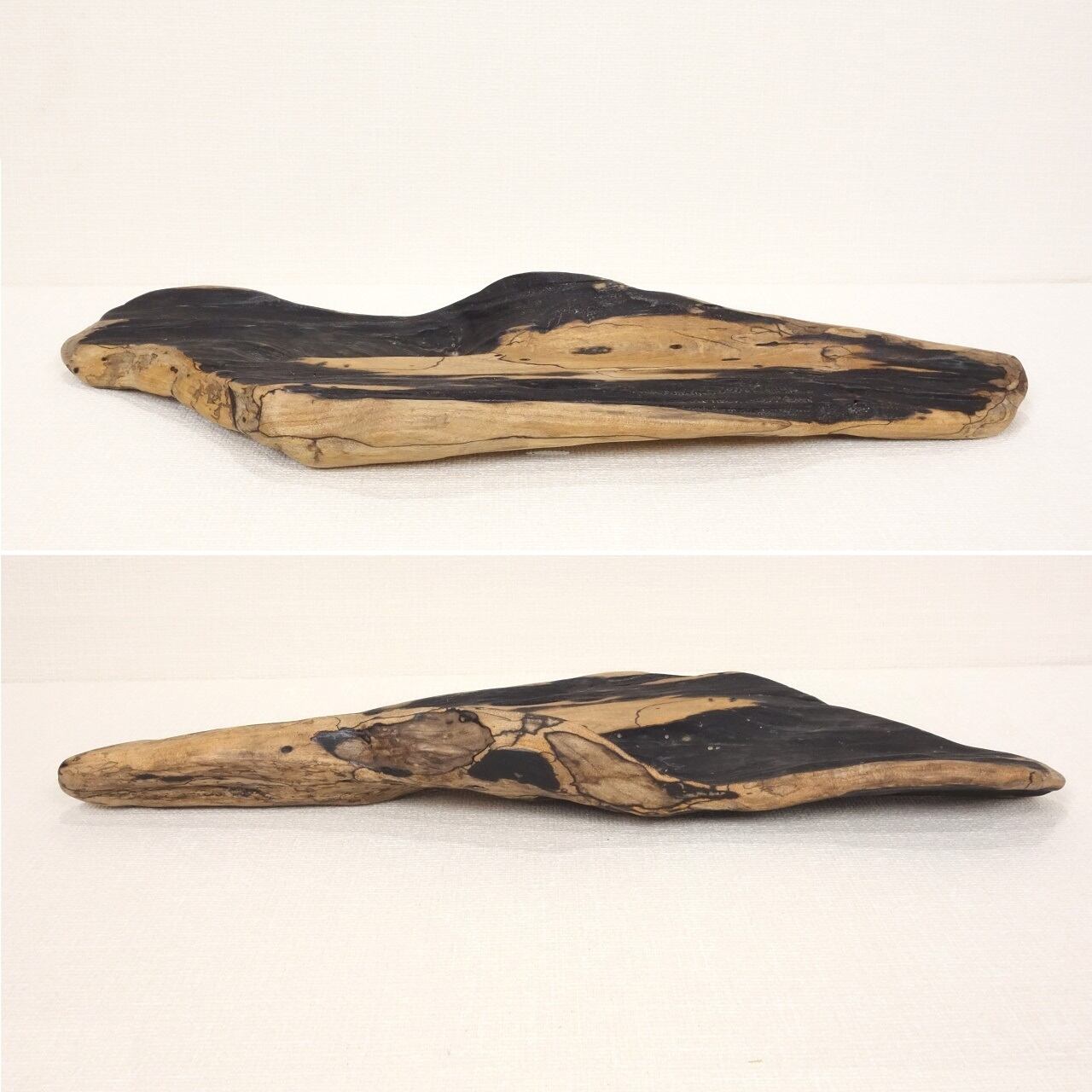 流木の形状 木製置物 黒い台座付き