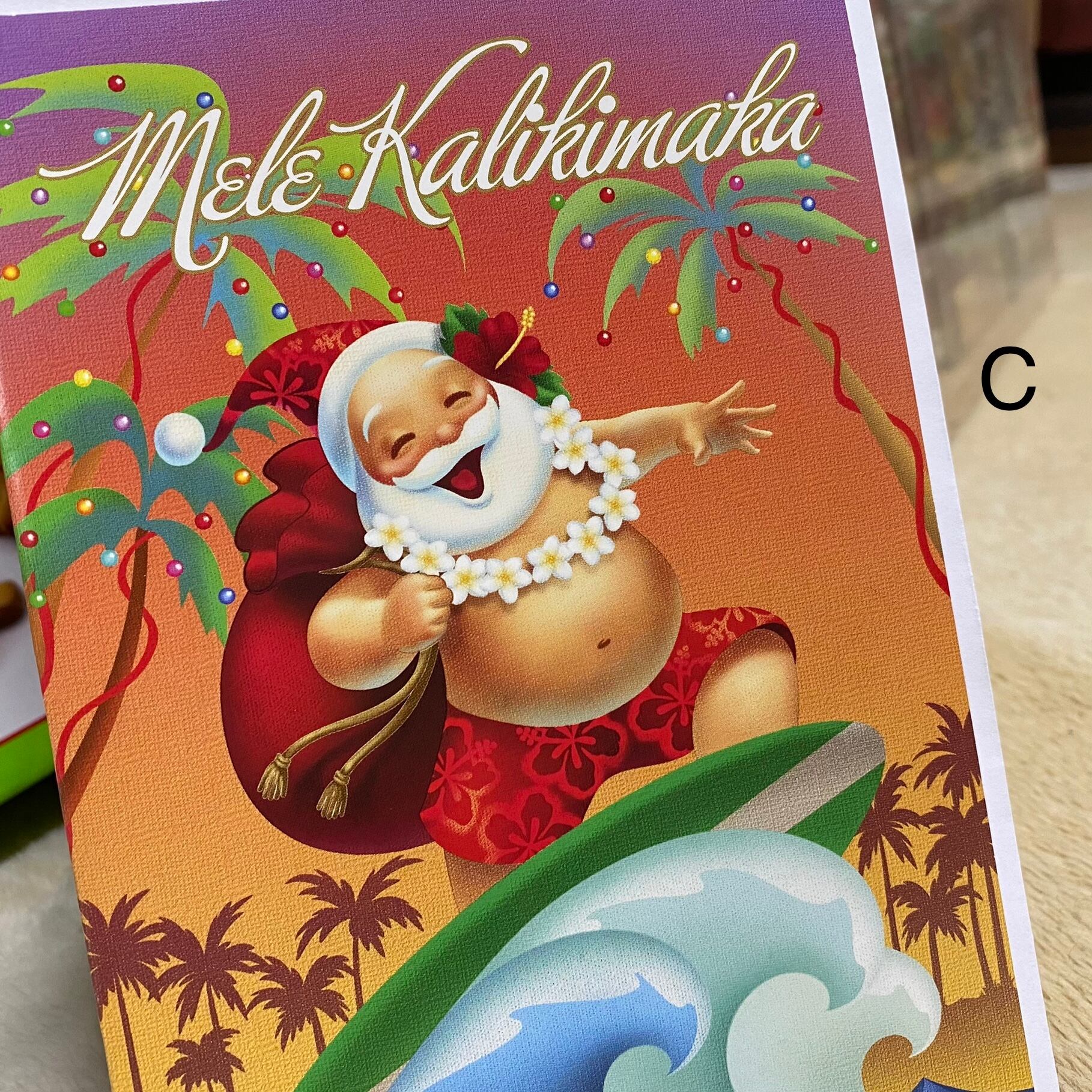 Xmasカード【ハワイ】クリスマスカード　夏のサンタ　サマーサンタ　ハワイアンサンタ