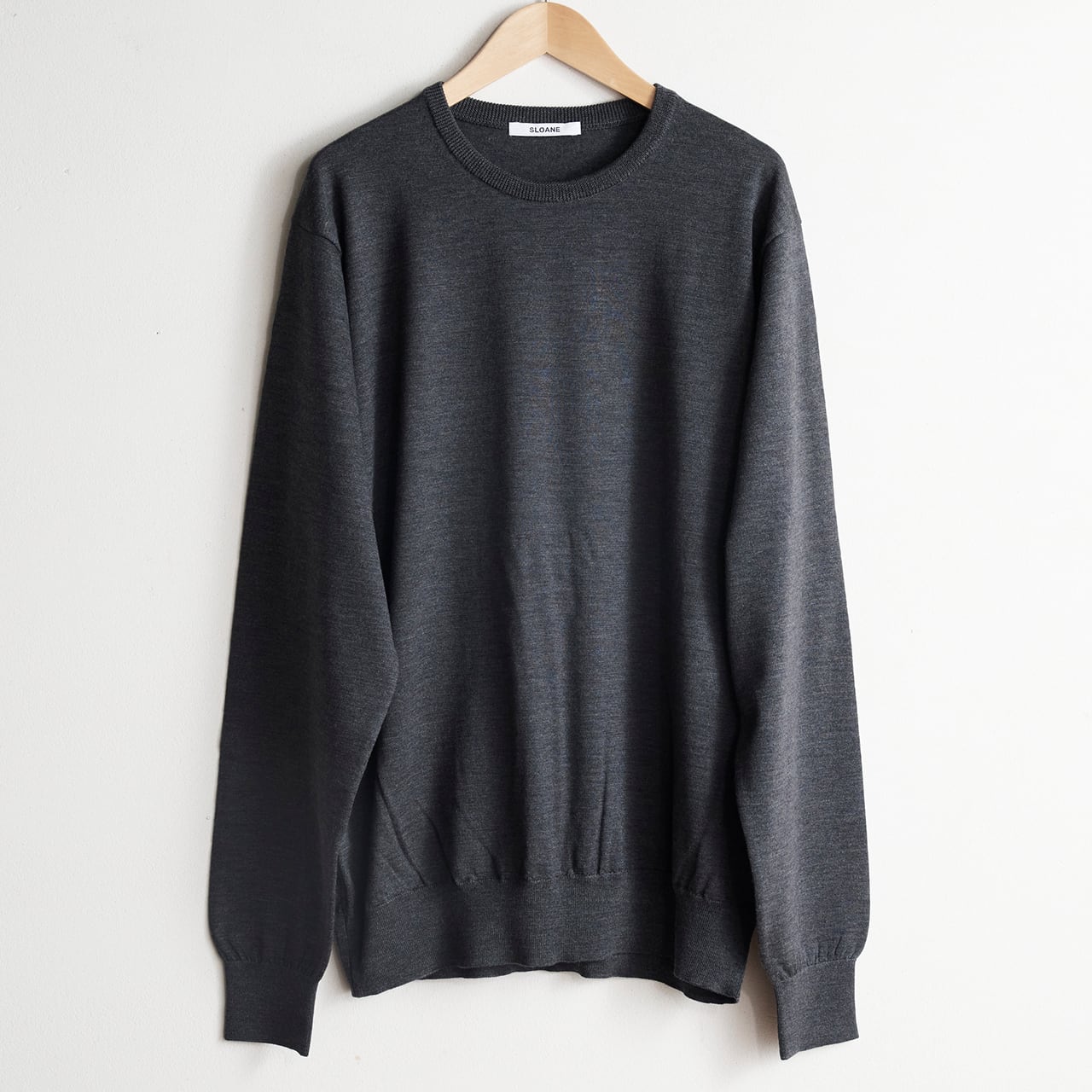 SLOANE スローン 30G天竺 エクストラファインメリノウール スーパーハイゲージ クルーネック SL9W-777-W10 グレイ メンズ5サイズ