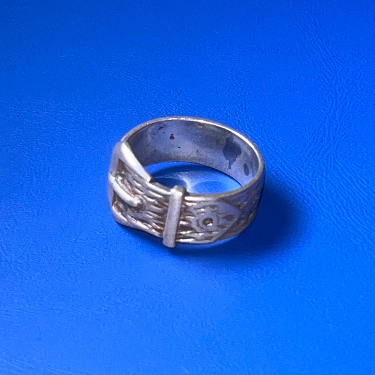 vintage engraved silver " belt " ring