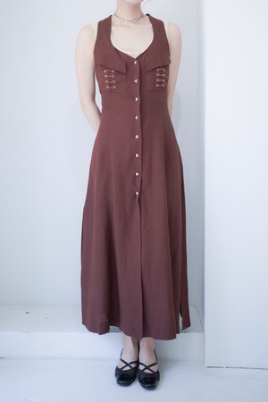 back race up brown dress