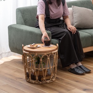 バスケットテーブル ラタン テーブル かご