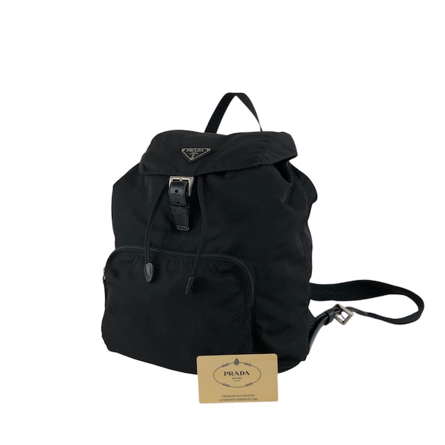PRADA プラダ バックパック ブラック トライアングルロゴ フロントバックル ナイロン vintage ヴィンテージ オールド vwh35w