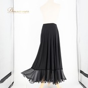 社交ダンス 衣装 スカート ブラック系 Muse 黒 無地 シンプル 練習 レッスン フリル 上品 伸縮 ストレッチ 透け感 かわいい ダンス衣装 イベント ステージ パーティー おしゃれ オールブラック