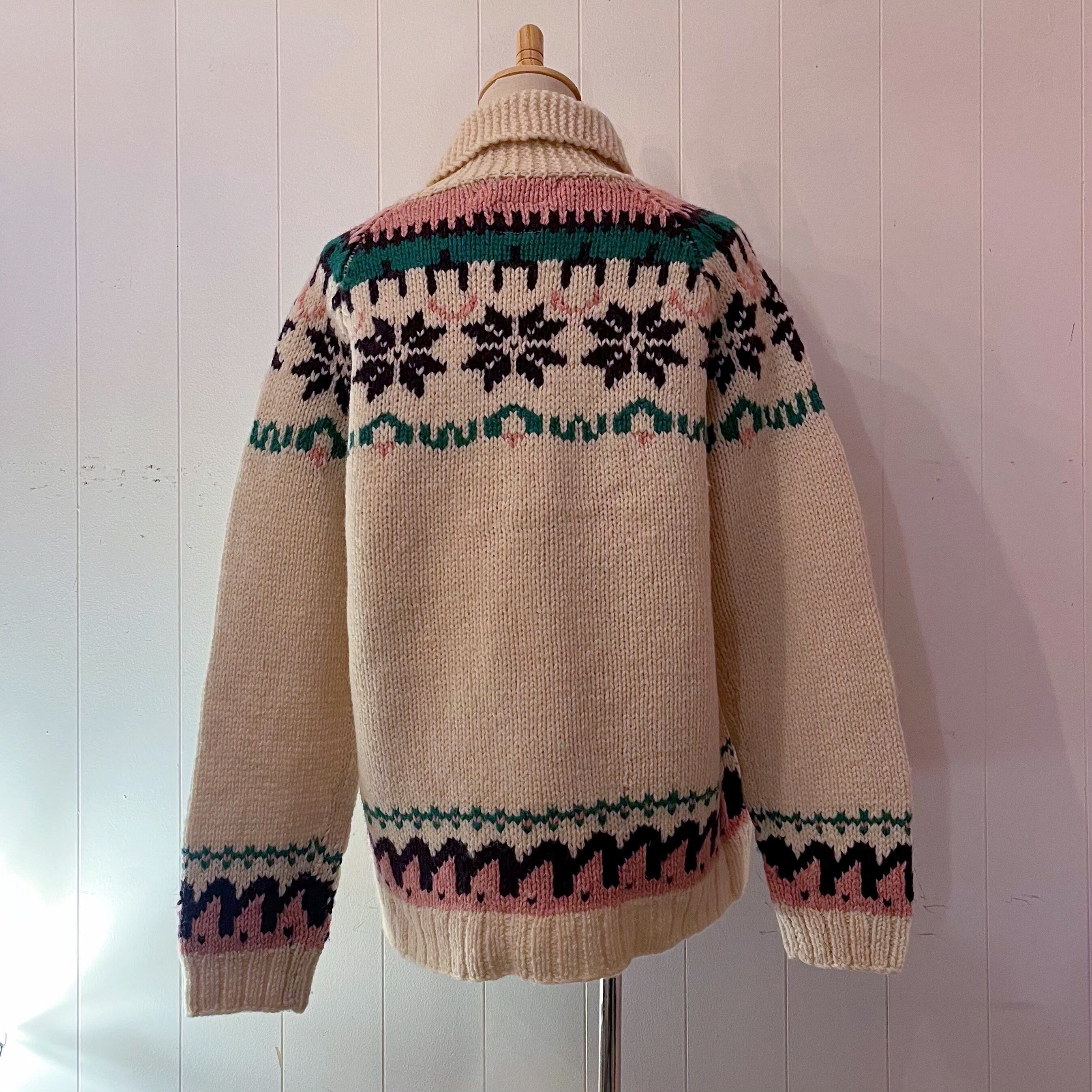 pink purple snowflake zip knit sweater