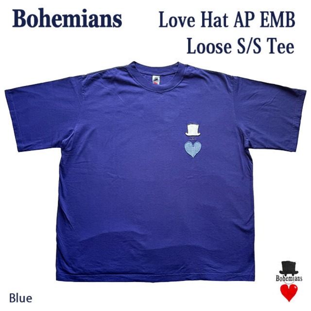 BOHEMIANS LOVE HAT AP EMB S/S LOOSE TEE WHITE ラブハット アップリケ 半袖ルーズTシャツ ユニセックス 日本製