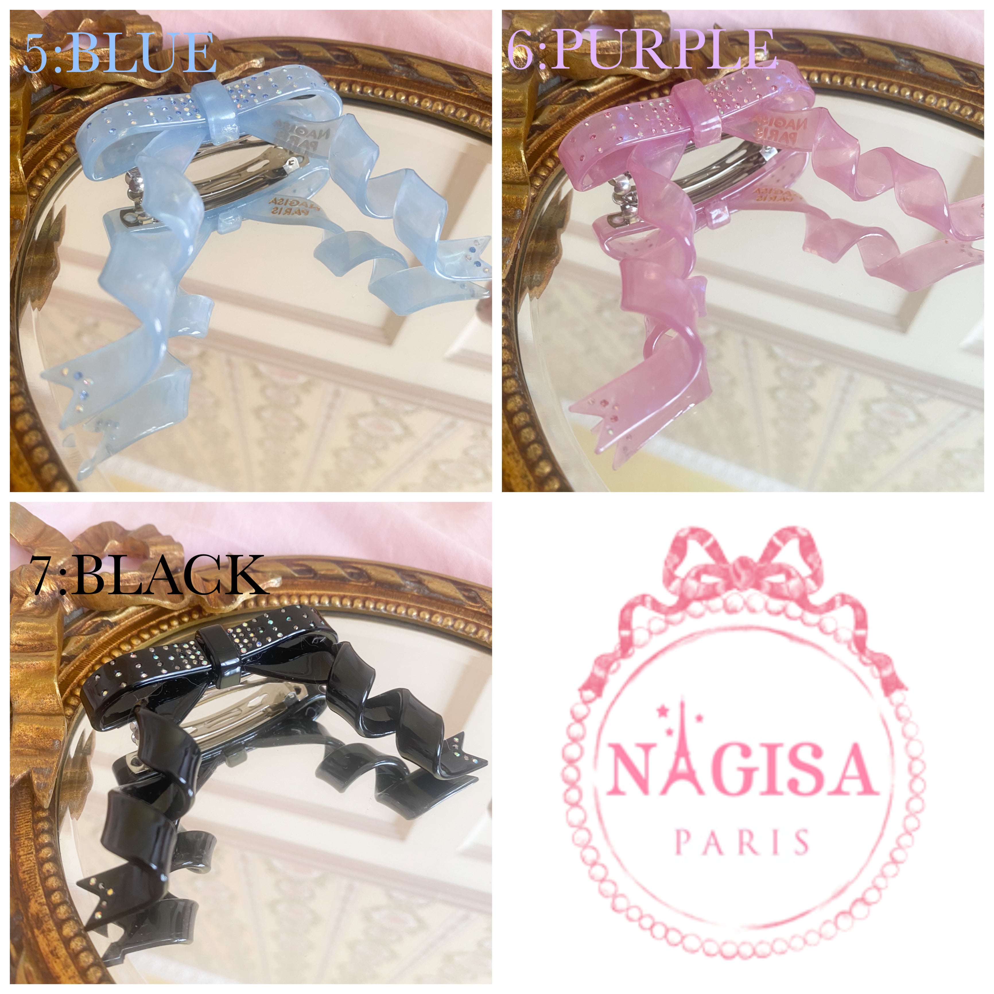 CRYSTAL CURLY BOW BARRETTE クリスタル くるくるリボン バレッタ