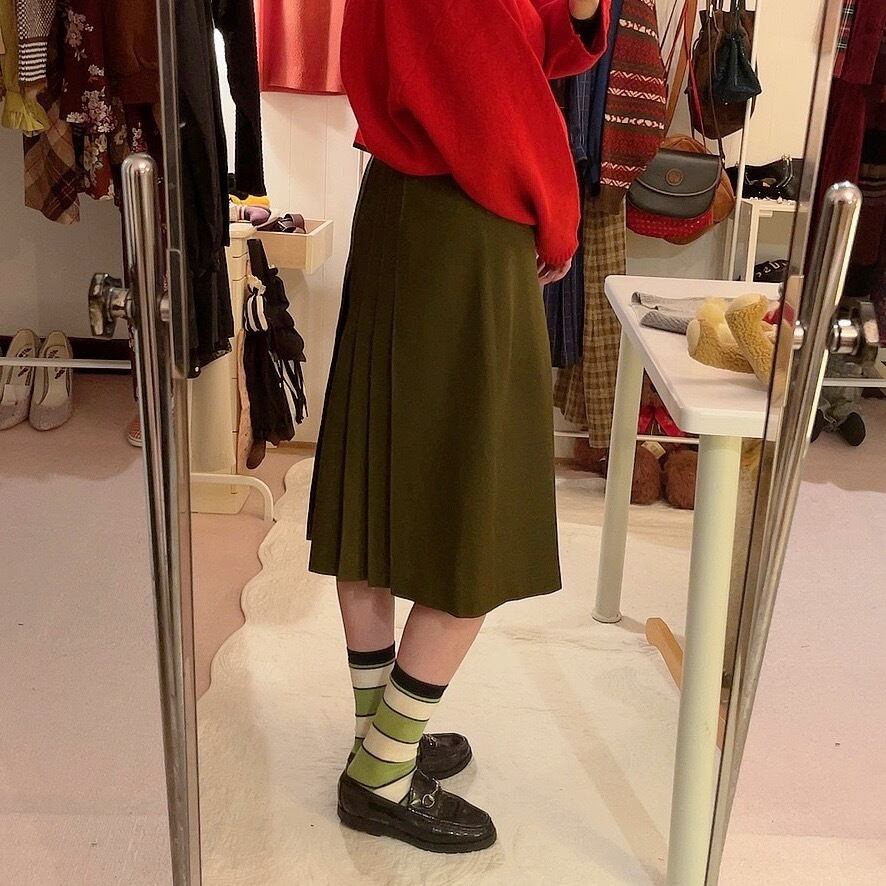 valentino / khaki pleats flare pants