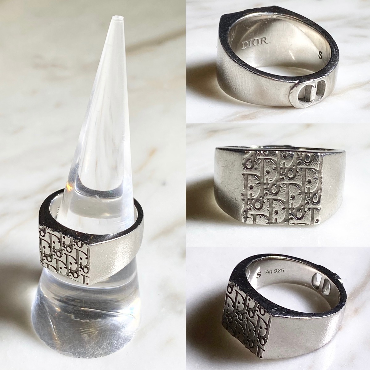 DIOR silver signet ring “oblique” | NOIR ONLINE