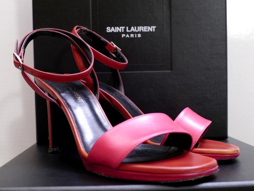 2015SS◆SAINT LAURENT PARIS サンローラン パリ バイカラー ストラップ ヒール サンダル 36.5◆ 春夏コーデのポイントカラーにピッタリ♪