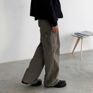 ウォッシュド＆ダメージ加工ヴィンテージ調ユニセックスワークパンツ　1198