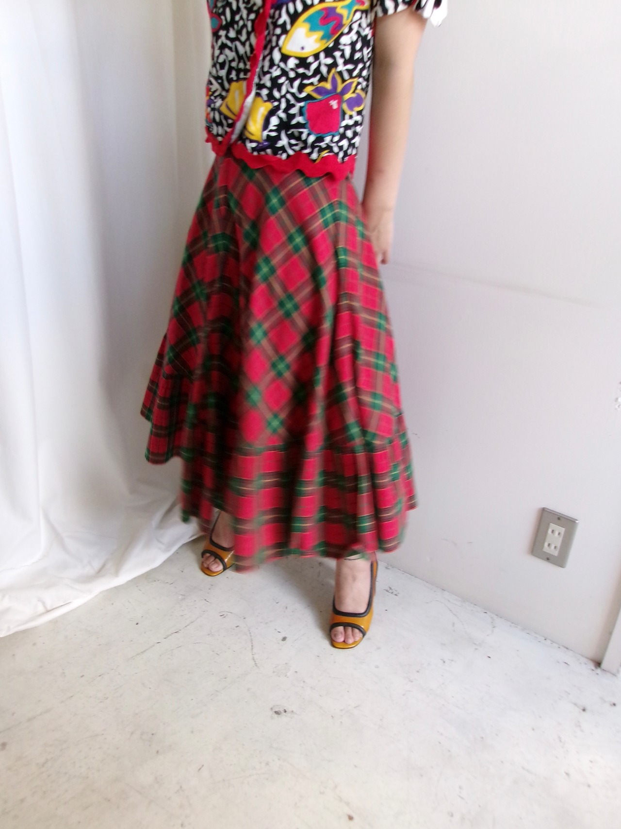 Hand made checked pattern skirt