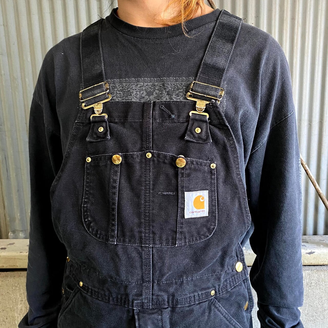 90年代 USA製 Carhartt カーハート ダック地 オーバーオール ダブルニー メンズW34 古着 ブラック 黒 キルティングライナー  裾ジップ 90s ビンテージ ヴィンテージ【オーバーオール】 | cave 古着屋【公式】古着通販サイト