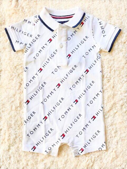 TOMMY HILFIGER】トミーヒルフィガー ベビー ロゴ ロンパース 半袖 襟