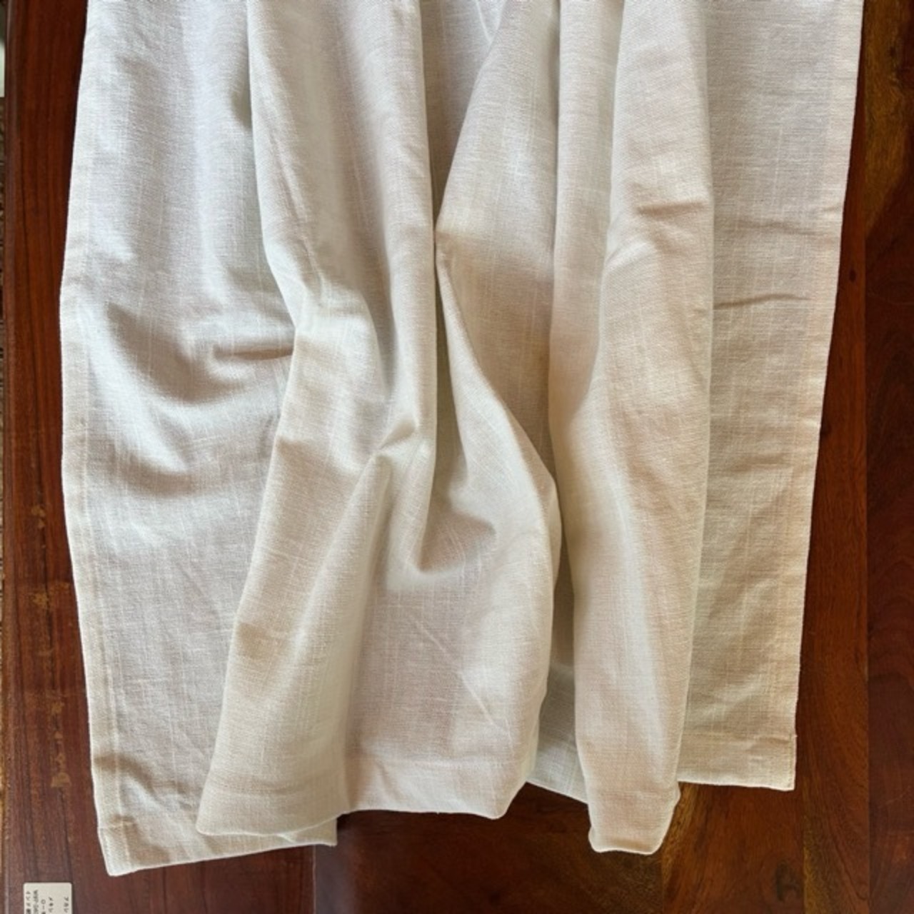 TOPANGA Homefurnishing India Cotton Slub curtain　インド　コットンスラブカーテン　110×100cm　ホワイト　白　綿　ナチュラル　ドレープカーテン　腰高窓　中厚　カーテンポール　暖簾