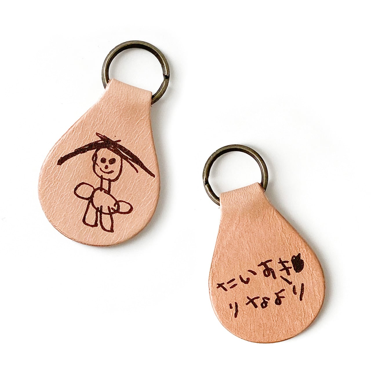 子供の絵入り レザーキーホルダー | Poco Lab｜メモリアルグッズ販売
